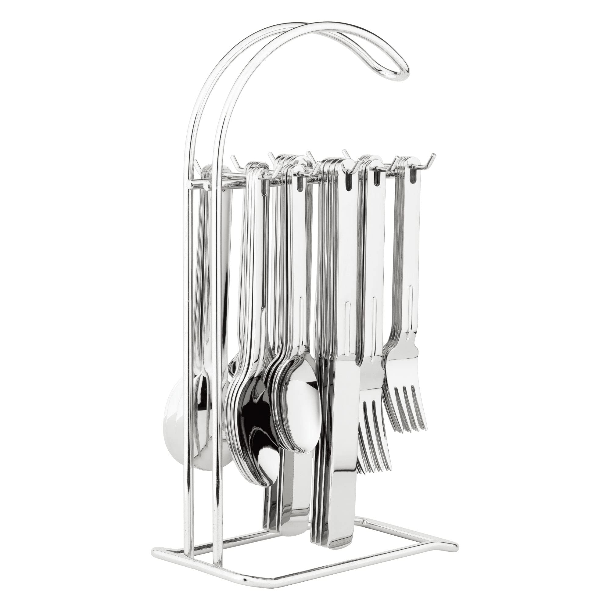 Premium 40-Piece Stainless Steel Flatware Set with Hanging Stand - Service for 8 (Knives, Forks, Spoons, Teaspoons & Salad Forks) - Mirror Polished & Dishwasher Safe - Perfect for Dinner Parties, Weddings & Upscale Dining