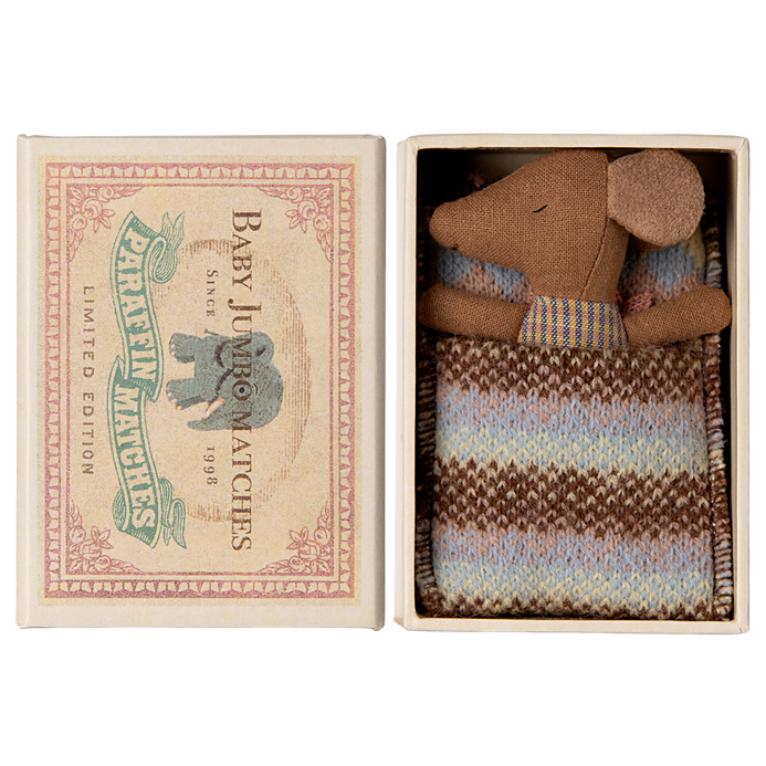 Maileg Matchbox Sleepy Wakey Baby Mouse - Adorable Miniature Toy for Kids' Pretend Play & Collectibles - Perfect for Dollhouse, Gift Giving & Imaginative Play