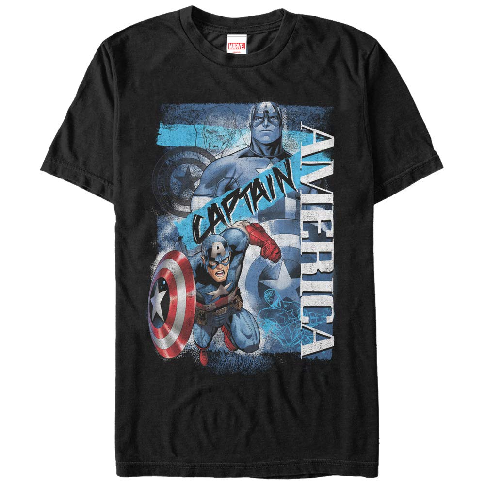 Marvel Captain America Graphic T-Shirt for Men - Black Small Size | Superhero Apparel for Casual Wear & Comic Conventions