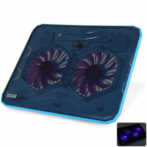 CoolCold K19 Ultra Thin USB 2.0 Laptop Cooling Pad with Dual Fans & LED Lights for 14