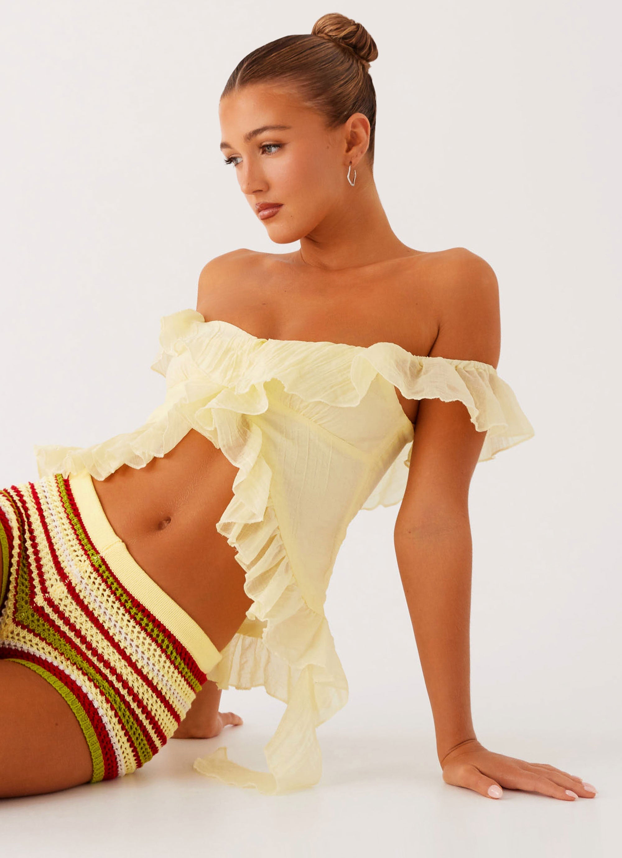 Dylan Off Shoulder Top for Women - Flowy Summer Blouse in Yellow | Casual Beachwear, Party Outfit & Vacation Style