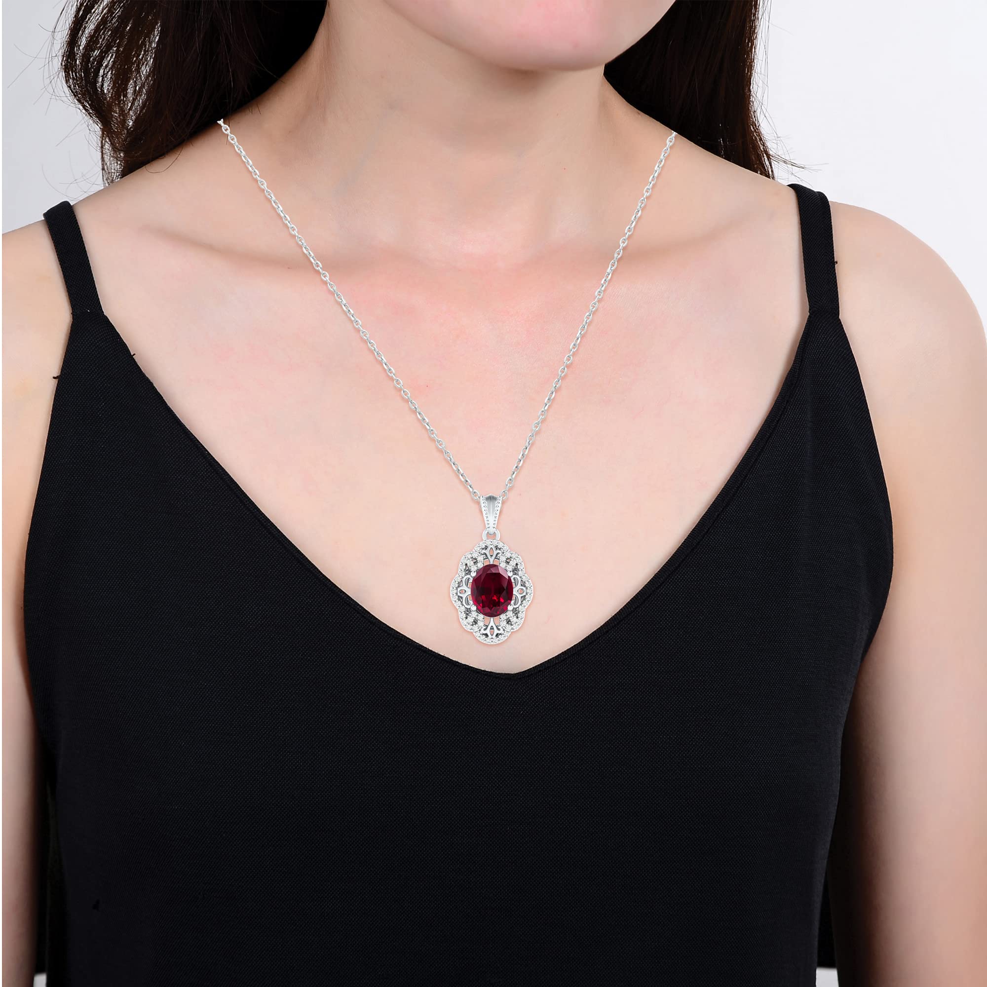 Sterling Silver White Topaz Drop Pendant Necklace with 18 Inch Chain - Elegant Jewelry Gift for Women, Perfect for Weddings, Parties & Everyday Wear