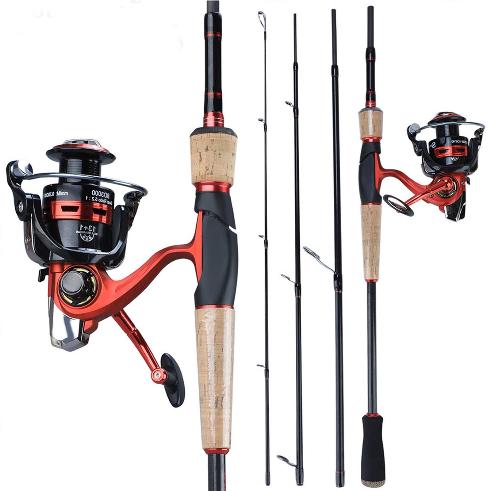 Portable Carbon Fiber Fishing Rod and Spinning Reel Combo Kit - 2.1M Travel Fishing Pole with BD2000 Spinning Wheel | Perfect for Freshwater, Saltwater, Beach & Boat Fishing Adventures