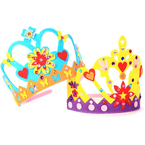 STOBOK 8-Piece DIY Felt Crown Set for Birthday Parties - Princess Tiaras, King Hats & Crystal Headbands for Kids & Adults | Perfect for Birthday Celebrations, Princess Themed Parties & Costume Events