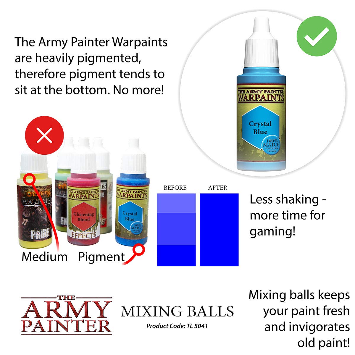 The Army Painter Paint Mixing Balls - 100 Pcs 5.5mm Rust-Proof Stainless Steel Agitator Balls for Miniature & Model Paints - Perfect for Hobbyists, Warhammer, D&D Miniatures & Scale Modeling Projects