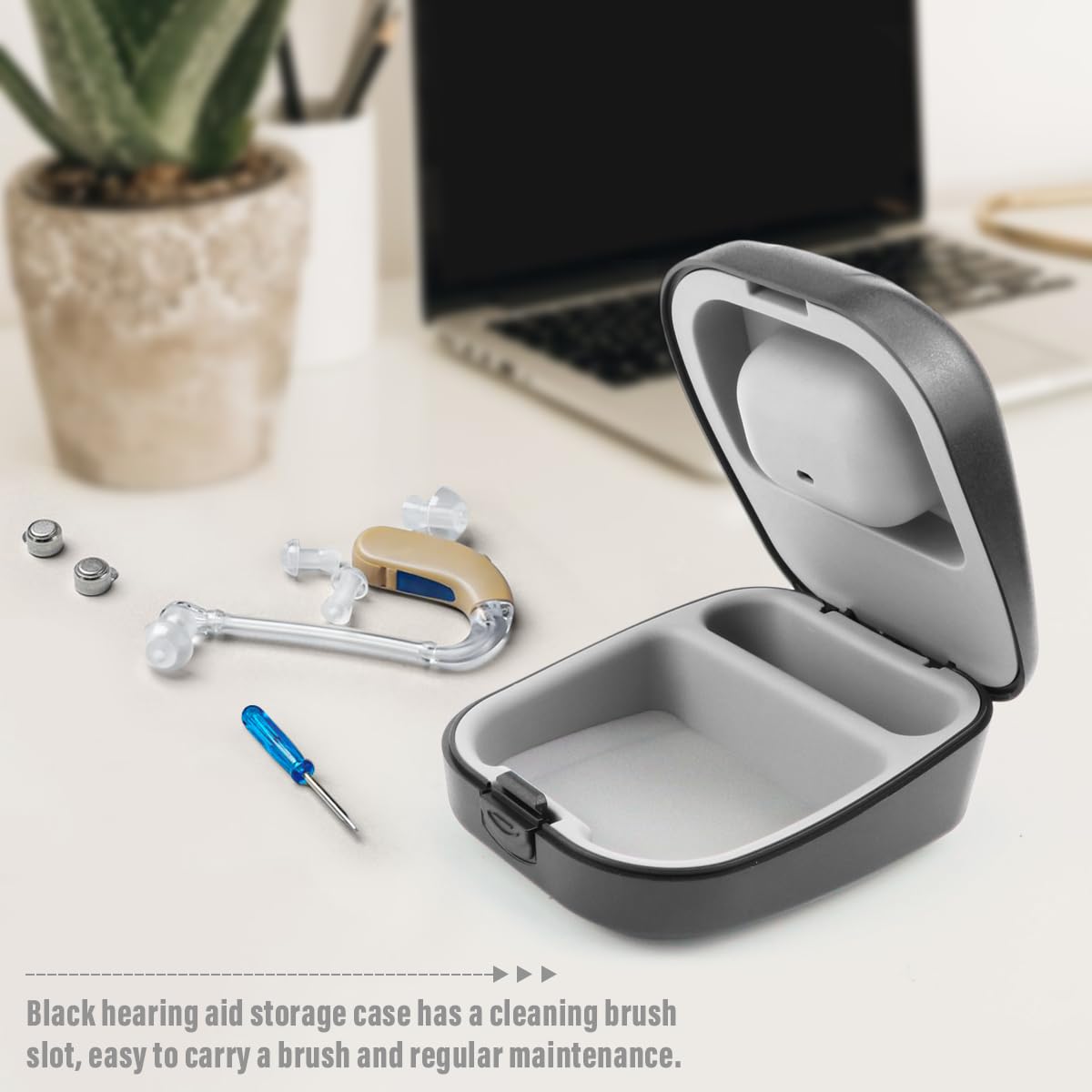 2 Pack Waterproof Hearing Aid Storage Case - Hard Protective Travel Box for Hearing Aids & Accessories - Perfect for Travel, Home & Daily Use