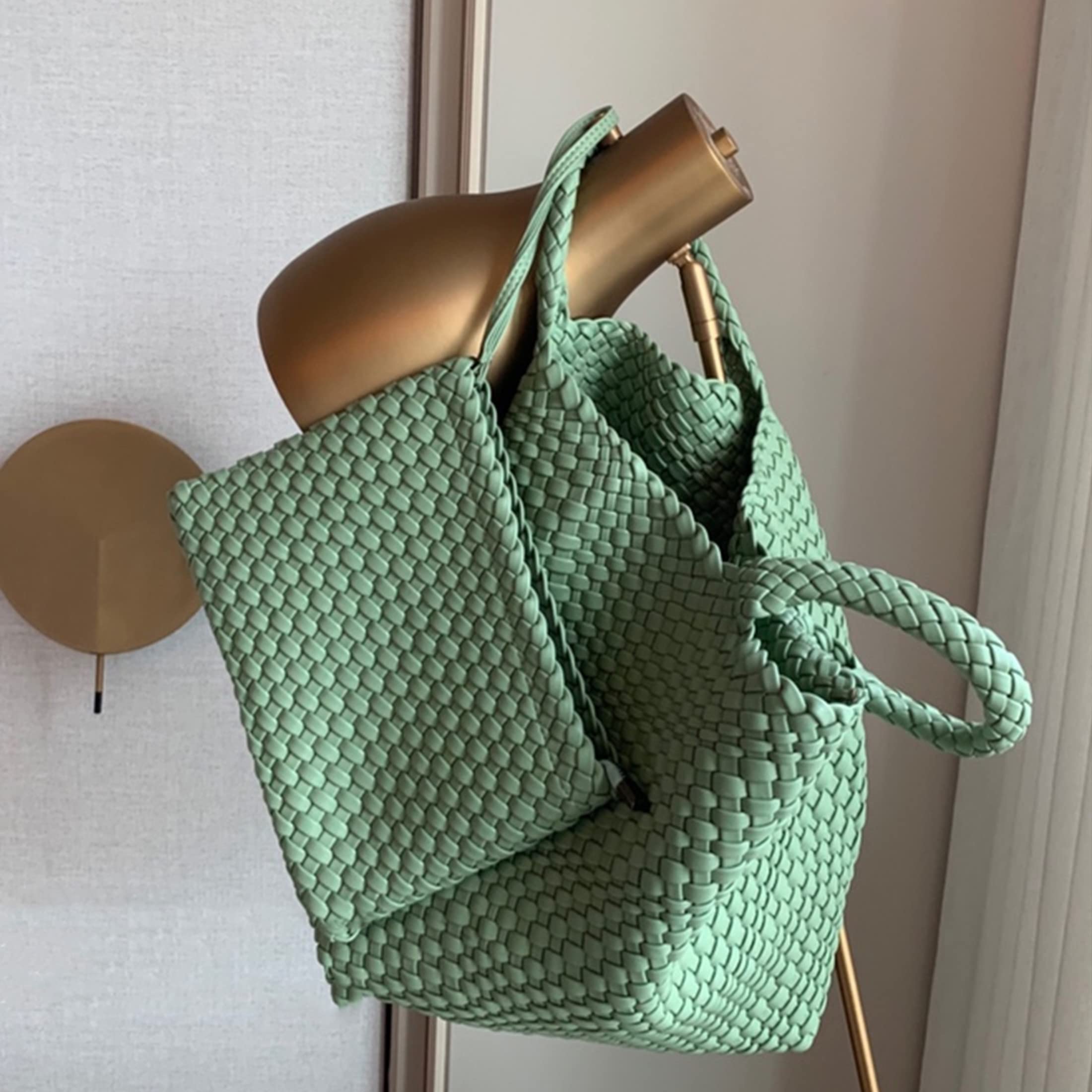 Eco-Friendly Vegan Leather Woven Tote Bag - Large Capacity Women's Shoulder Bag for Shopping & Travel