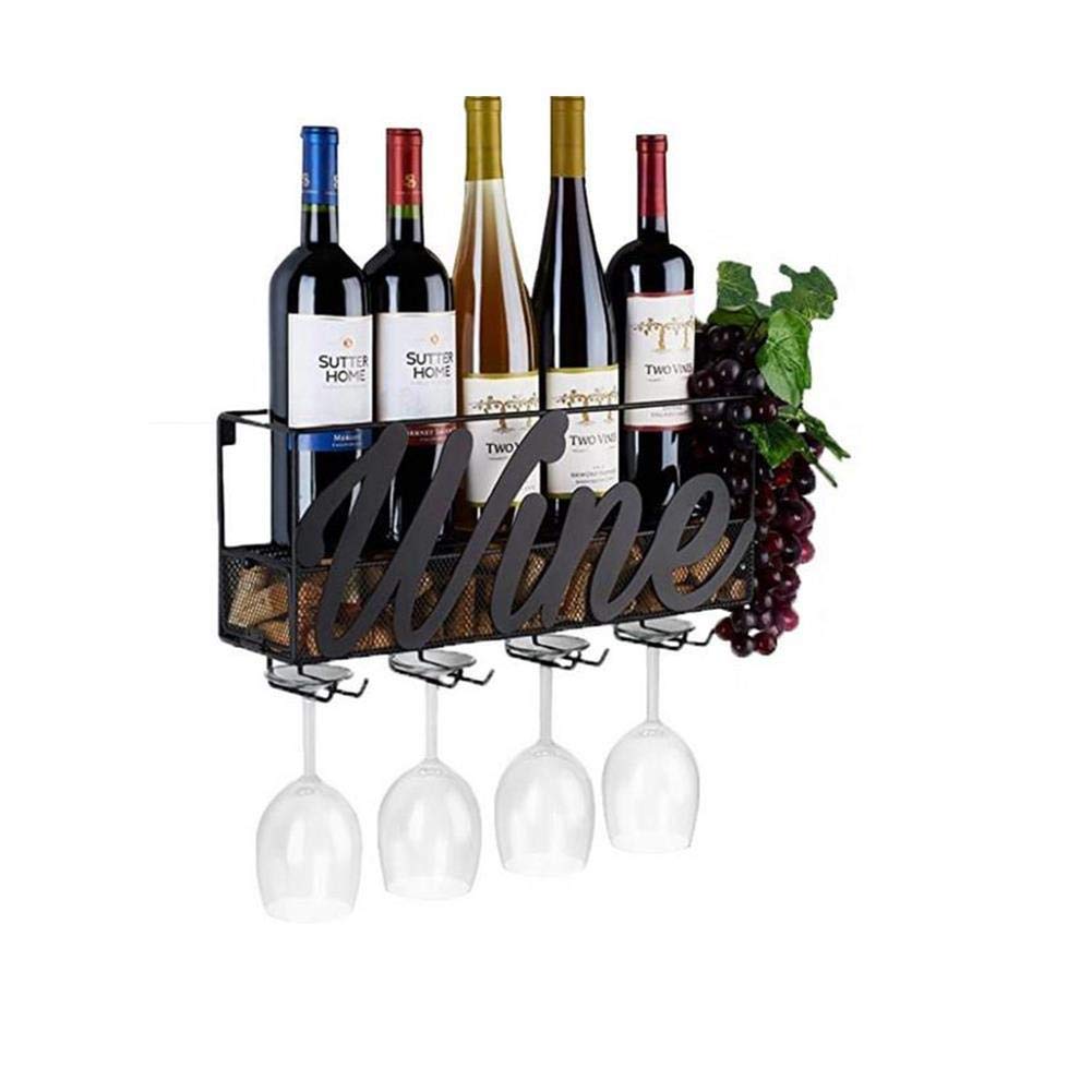 5-Bottle Wall Mounted Wine Rack with 4 Glass Holders - Space Saving Kitchen, Dining Room & Bar Storage Solution for Wine Enthusiasts | Perfect for Small Spaces & Home Decor