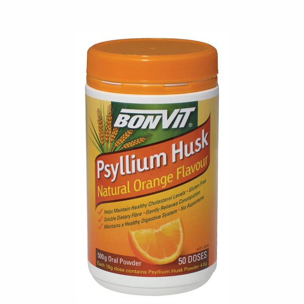 Bonvit Psyllium Husk Powder with Natural Orange Flavor - 100% Pure Fiber Supplement for Digestive Health & Weight Management | Ideal for Smoothies, Baking & Daily Wellness
