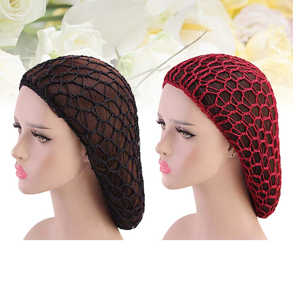 Minkissy Crochet Hair Net Snood - 2pcs for Women & Girls, Sleep & Bun Cover
