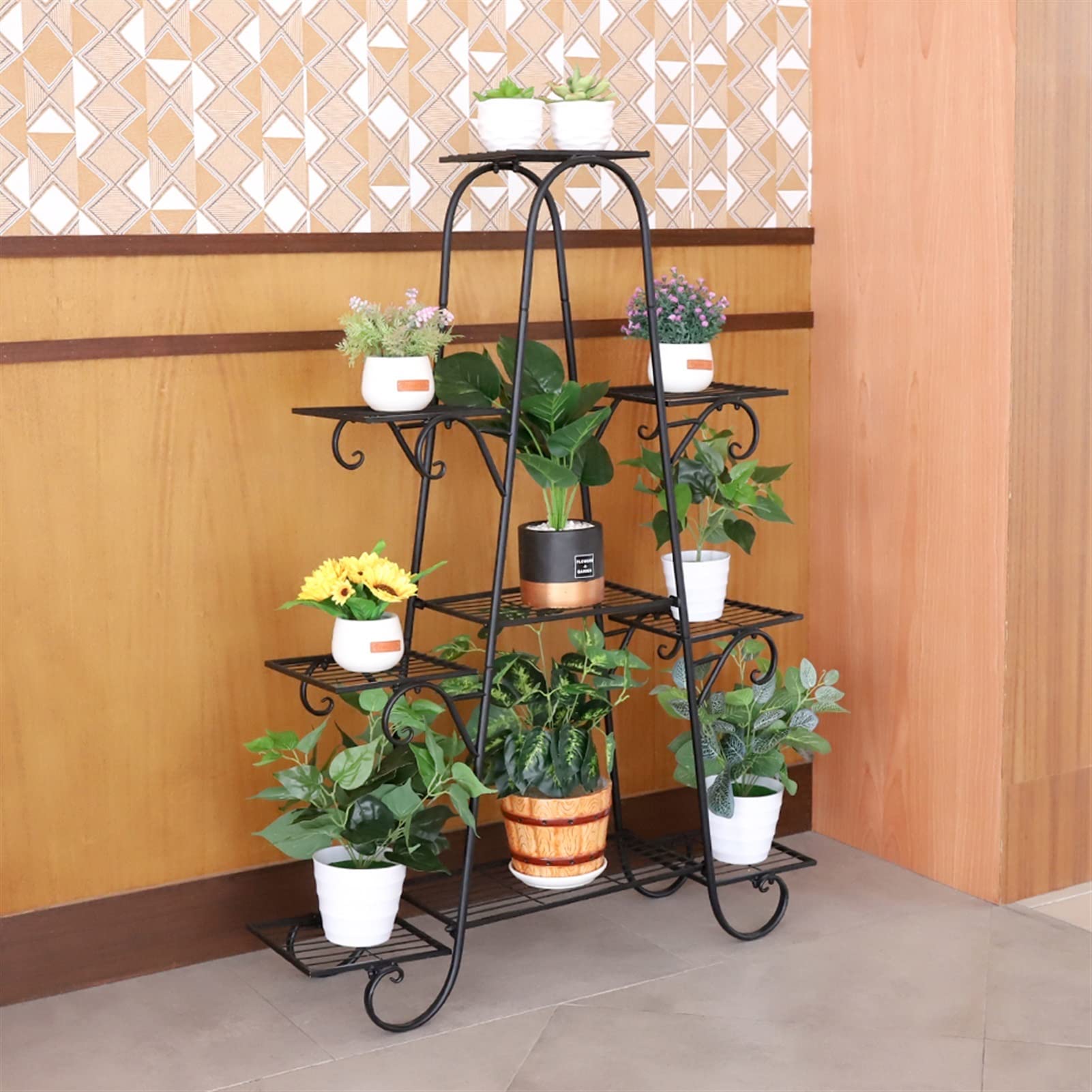 9-Tier Metal Flower Stand for Indoor & Outdoor Use - Multi-Layer Plant Shelf for Potted Plants, Balcony, Lawn, Patio & Garden Decor