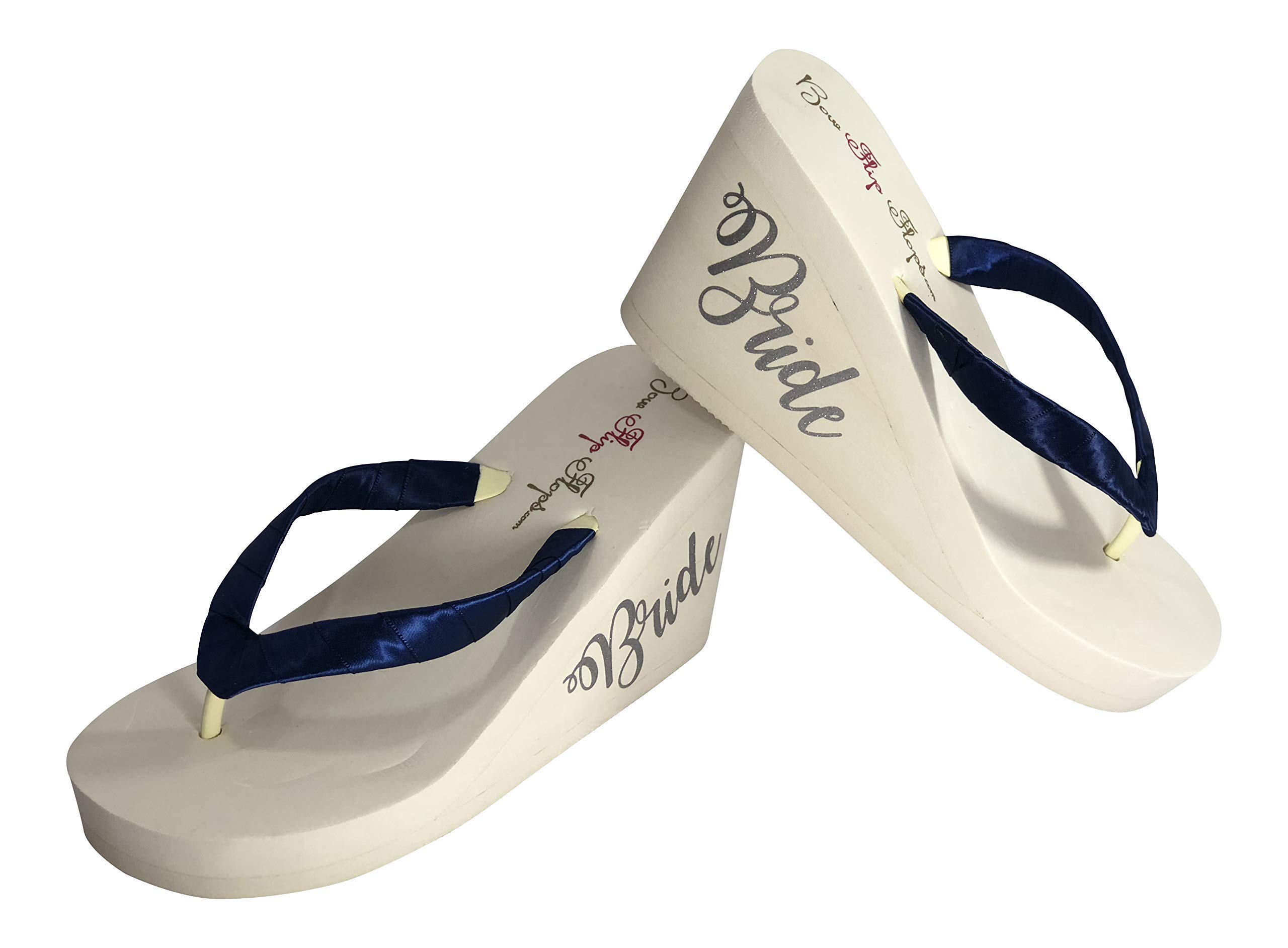 Elegant Ivory Bride Script Flip Flops for Weddings - Perfect for Bridal Showers, Bachelorette Parties & Beach Weddings