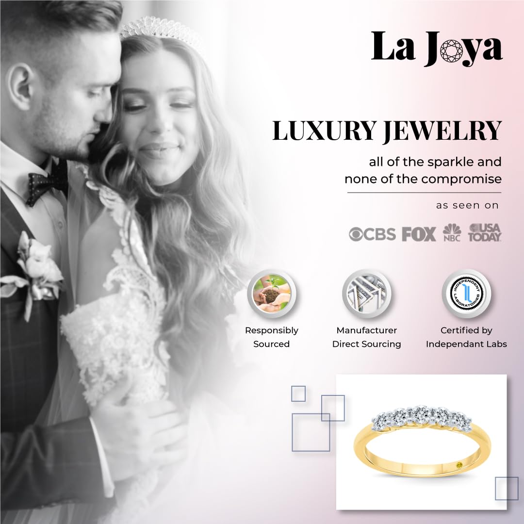 Lab Grown Five Stone Diamond Rings for Women - 10K Solid Yellow & White Gold Certified (1/4-1 CT TW) | Anniversary Bands & Wedding Rings | Perfect for Engagement, Proposal & Special Occasions
