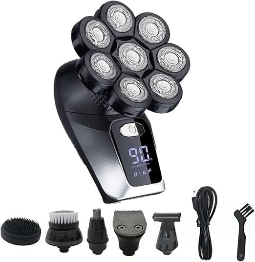 8D Multifunctional Electric Shaver for Bald Men - 6-in-1 LED Display Head Shaver & Beard Trimmer | Perfect for Travel, Home Use & Grooming Gifts