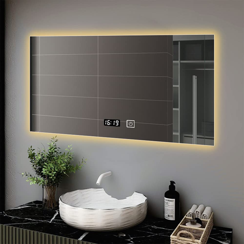 LED Backlit Bathroom Mirror with Dimmable Touch Control - 35.4