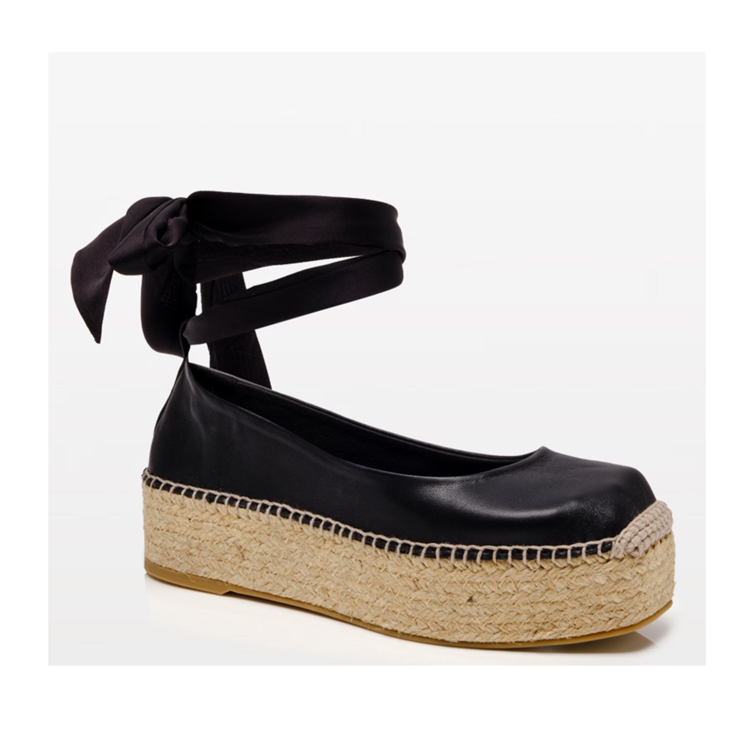 Free People Women's Starboard Wrap Espadrille Sandals - Black Comfortable Summer Shoes for Beach, Vacation & Casual Outings