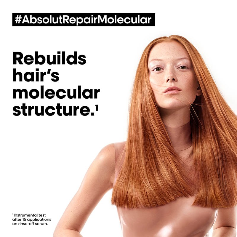 L'Oréal Professionnel Absolut Repair Molecular Repairing Rinse-Off Serum for Damaged Hair - Deep Conditioning Treatment for Split Ends & Breakage - Perfect for Salon & At-Home Hair Care