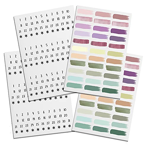 Monthly Numbers and Strokes Journal Planner Stickers - Perfect for Bullet Journals, Planners, Scrapbooking & DIY Projects