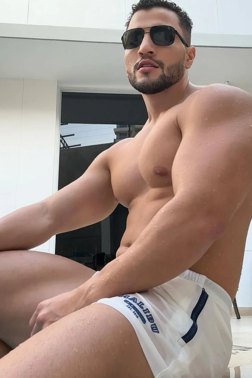 JJ Malibu Karma 2 Shorts with Zipper Pockets - White | Comfortable Athletic Shorts for Men | Perfect for Running, Gym Workouts & Casual Wear