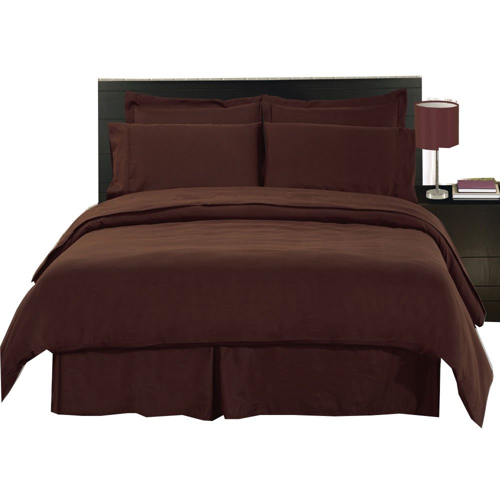 8-Piece King Size Bed in a Bag Bedding Set - 100% Soft Microfiber Solid Chocolate Brown - Complete Comforter, Sheets & Pillowcases for Luxurious Bedroom Decor