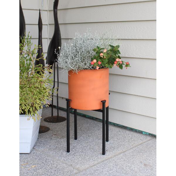 Eileen Planter with Steel Patina Pot - Modern Indoor/Outdoor Flower Pot for Home Decor, Office Plants & Garden Decorations