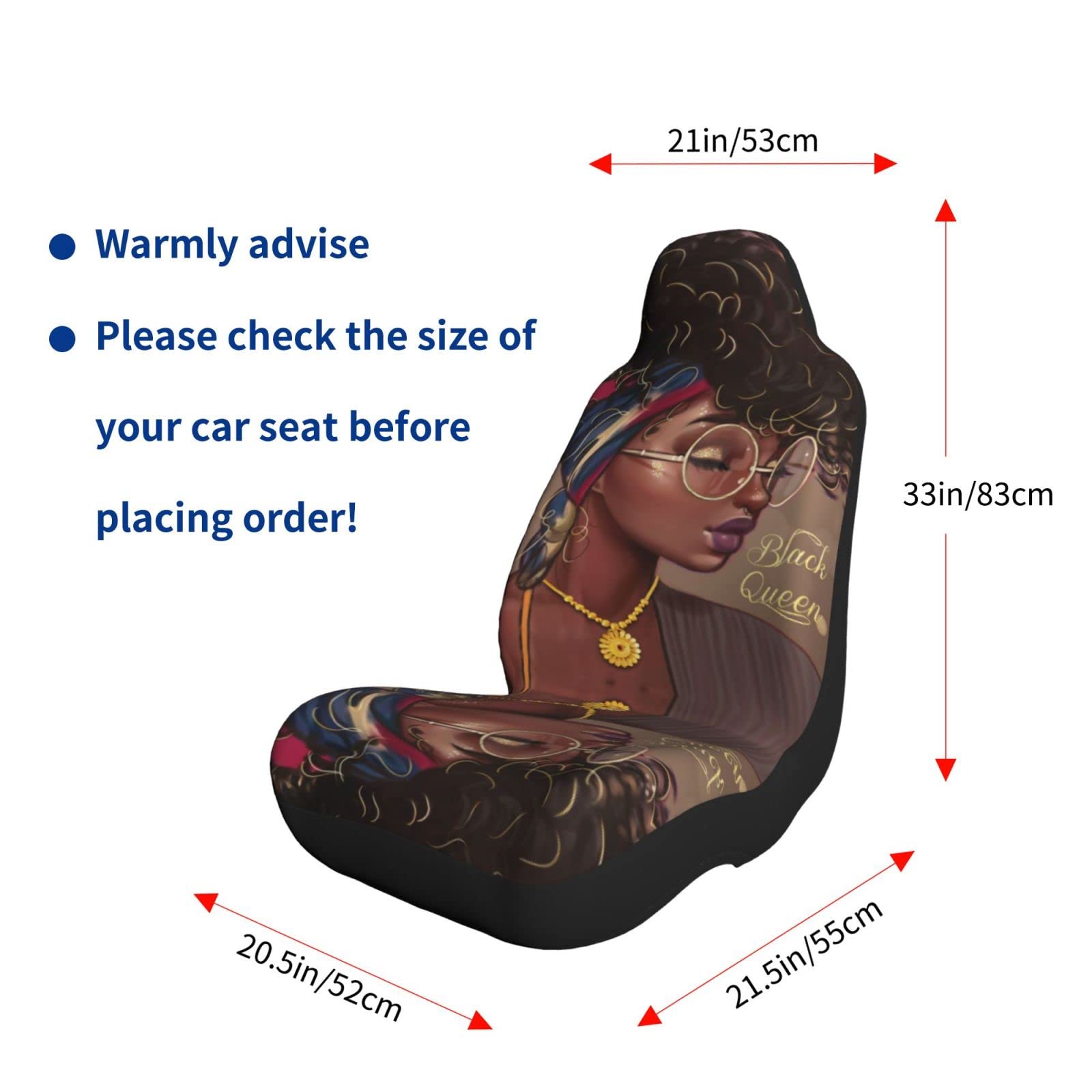 Universal Stretch Car Seat Covers for African American Girls - 2-Piece Full Front Bucket Seat Protectors Fits Most Cars, Sedans & Vans | Perfect for School Drop-offs, Road Trips & Daily Commutes