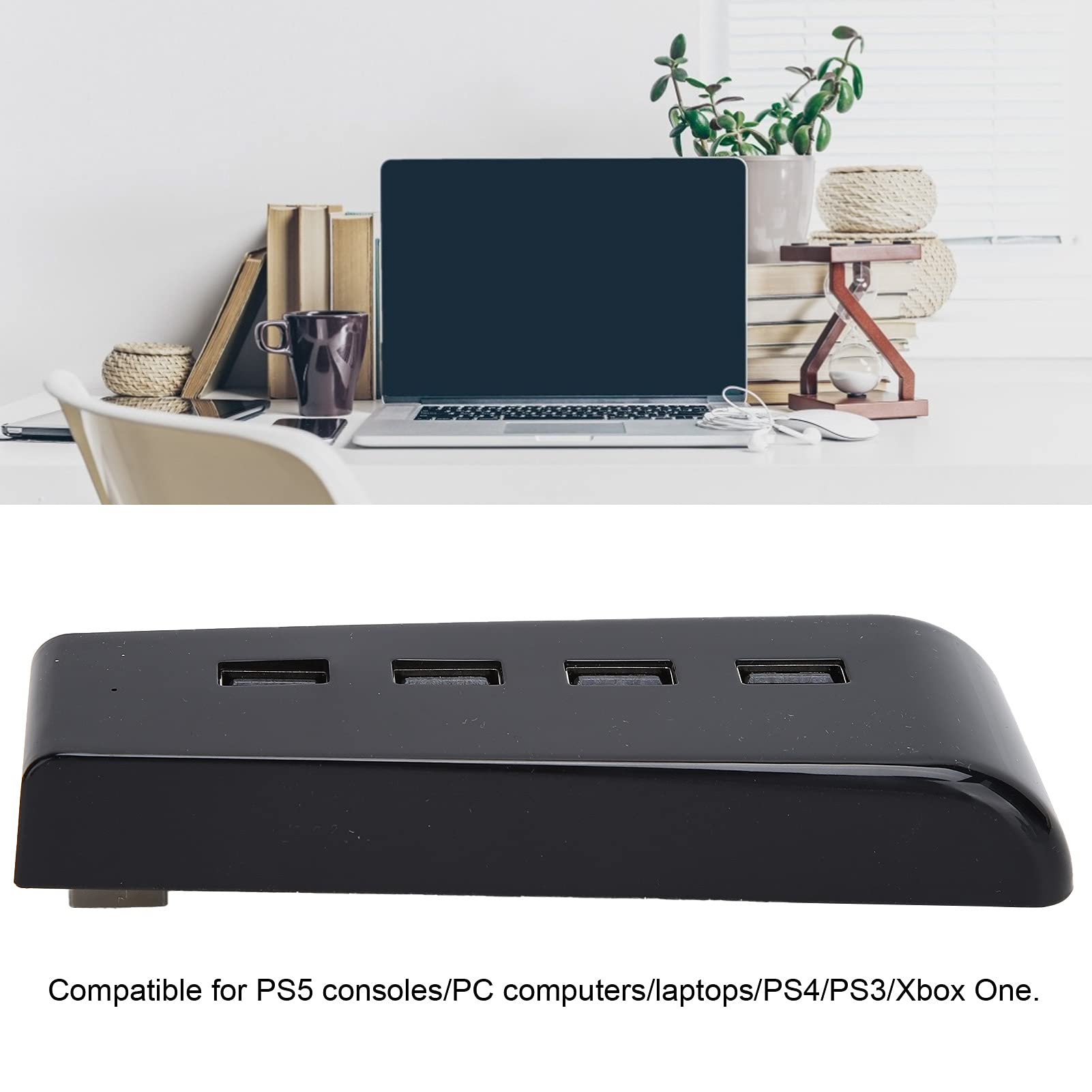 Beufee 4-Port USB 2.0 Hub for Laptop - High-Speed USB Splitter & Multi-Port Expander - Compact USB Adapter Station for MacBook, PC, Desktop - Perfect for Home Office, Gaming & Charging Multiple Devices