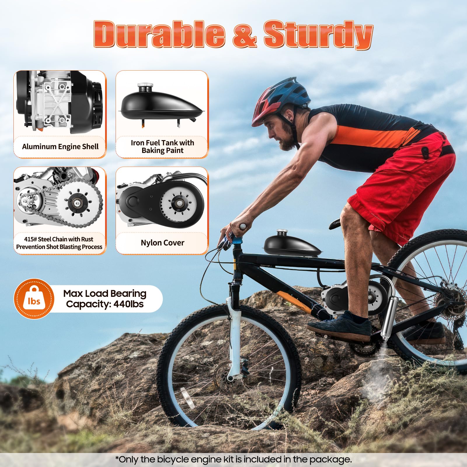 **100cc Bicycle Engine Kit - 2 Stroke & 4-Stroke Gas Motor for Bikes - Compatible with Large Triangular Frame Bicycles - Perfect for Commuting, Off-Road Adventures & DIY Bike Projects**
