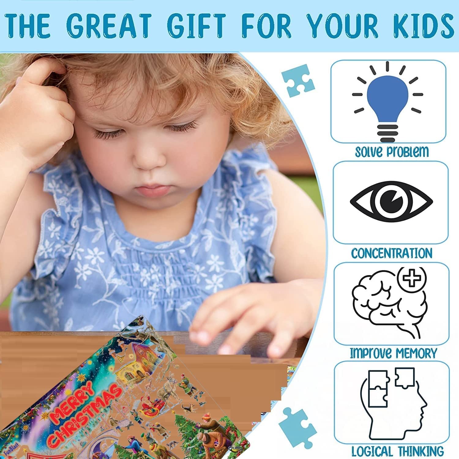 FunBlast Christmas Jigsaw Puzzle for Kids Ages 5+ | 30X22 cm Educational Toy | Holiday Family Game & Gift Idea for Boys and Girls | Perfect for Indoor Play, Birthday Parties & Christmas Stocking Stuffers