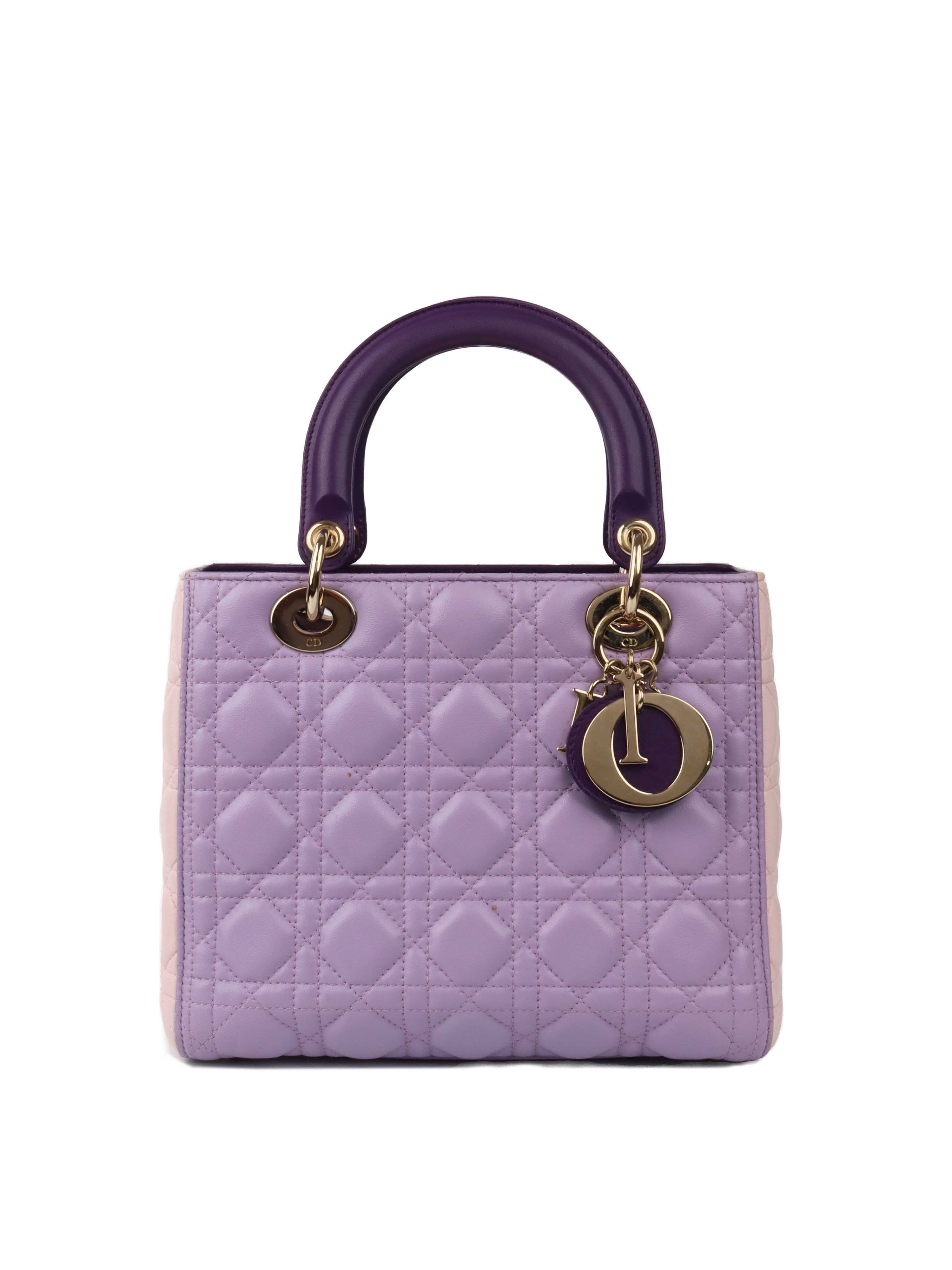 Dior Purple Lambskin Limited Edition Lady Dior Handbag | Luxury Designer Purse for Women | Perfect for Evening Events, Parties & Special Occasions