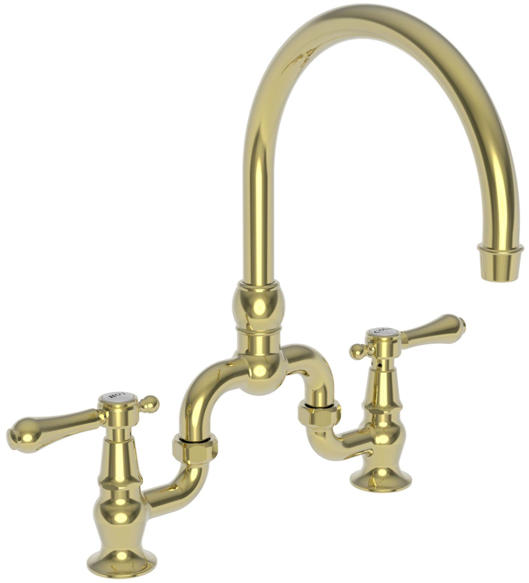 Chesterfield 9463 Polished Brass Uncoated Kitchen Bridge Faucet - High-Quality Brass Bridge Sink Faucet for Modern Farmhouse & Vintage Style Kitchens - Perfect for Bar Sinks, Prep Sinks & Butler's Pantries