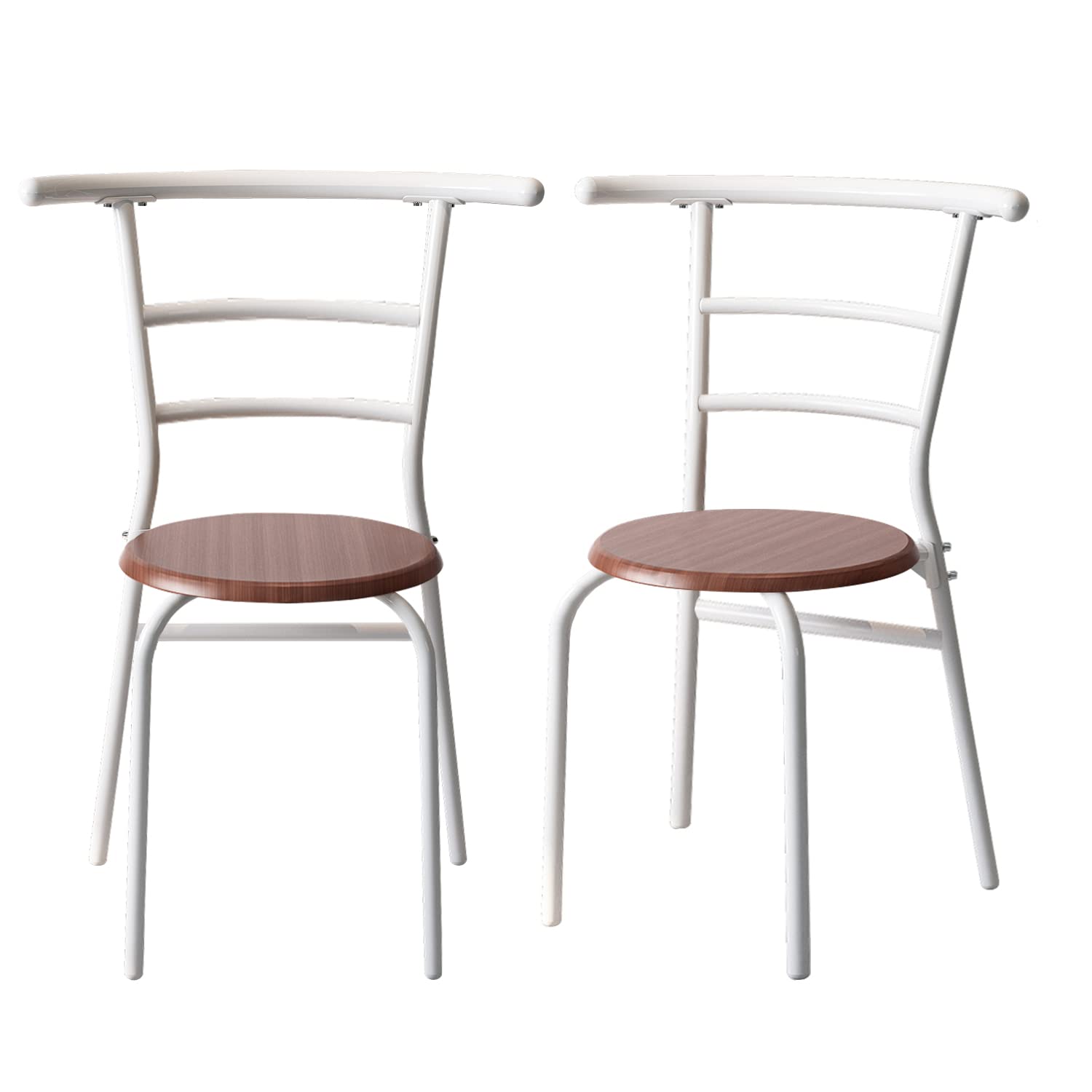 Bonzy Home 2-Piece Patio Chair Set - Durable Metal Indoor & Outdoor Lounge Chairs for Poolside, Bistro, Cafe, Restaurant & Kitchen - Stackable Wooden Back Stools | Perfect for Outdoor Dining, Relaxing by the Pool & Small Space Living