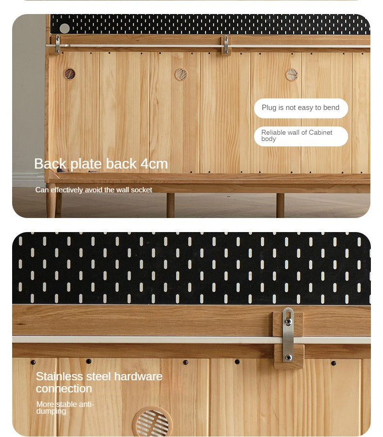 Solid Oak Wood Rock Plate Storage Cabinet - High Capacity Organizer for Kitchen, Living Room, or Office