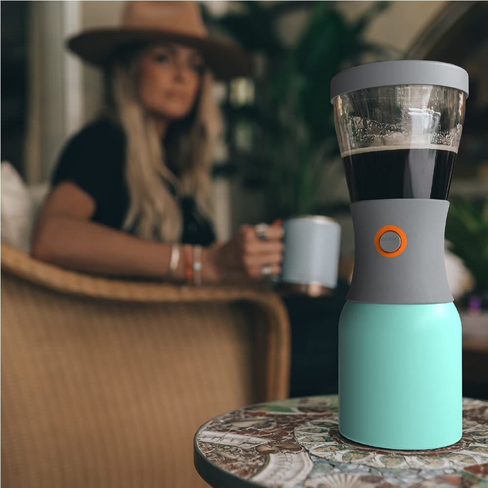 Asobu Cold Brew Coffee Maker - 1L Vacuum Insulated Stainless Steel Carafe, BPA Free (Mint Green) | Portable Iced Coffee Brewer for Home, Office & Outdoor Use