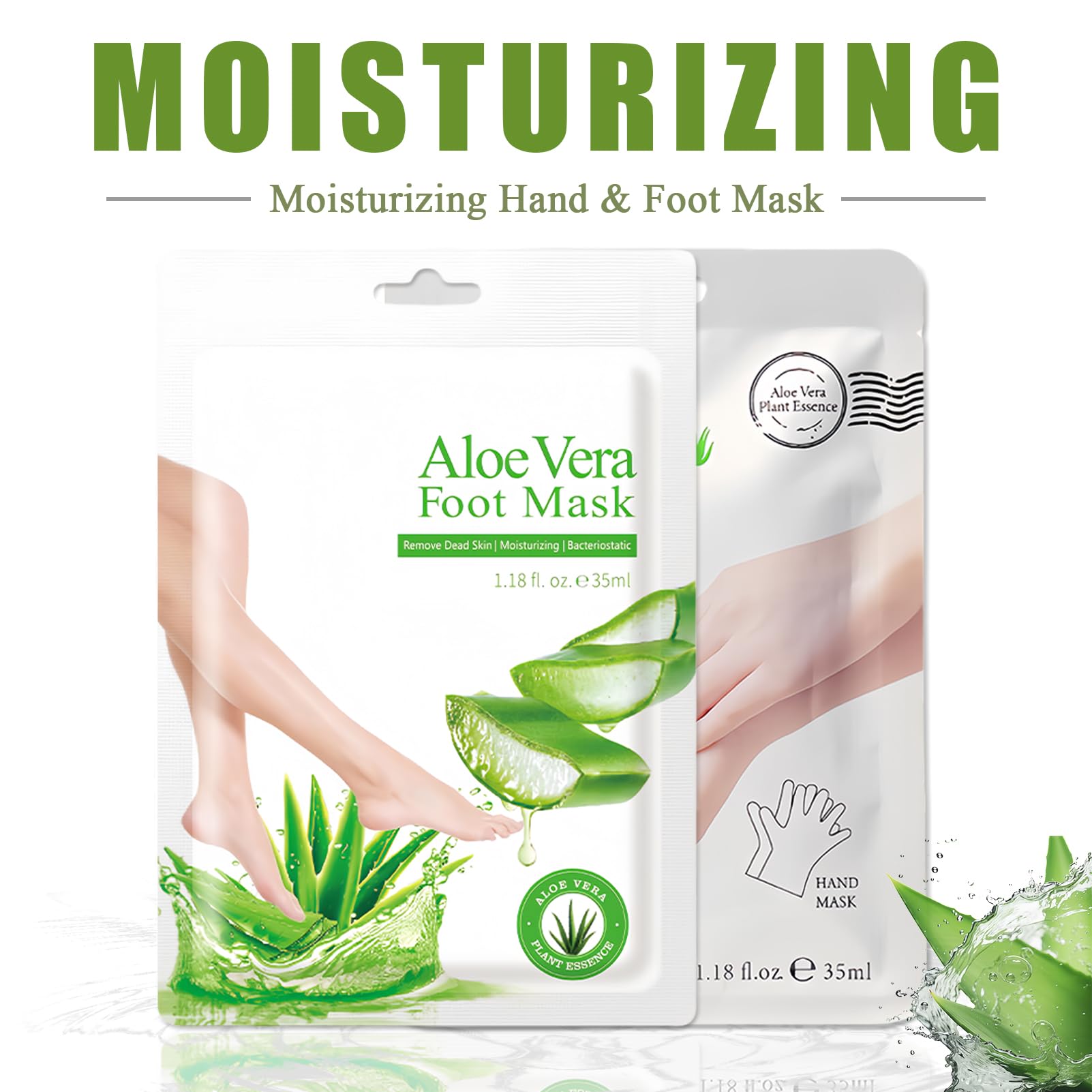 Hydrating Hand and Foot Mask Set - 5 Pcs Exfoliating Foot Peel & 5 Pcs Moisturizing Gloves with Aloe Vera - Deep Nourishing Treatment for Dry, Cracked Skin - Perfect for At-Home Spa, Self-Care, and Gift Giving for Women & Men