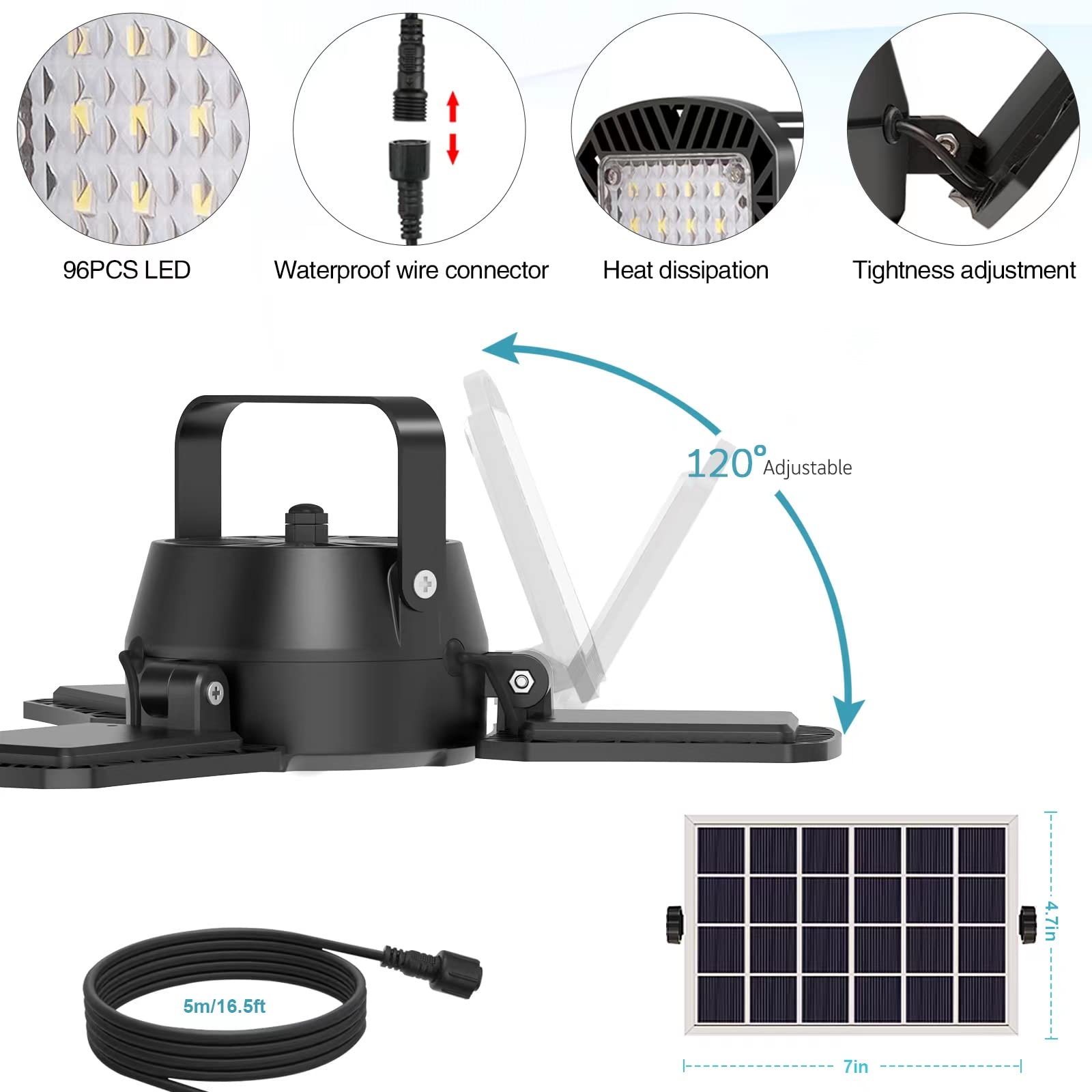 Solar Powered Outdoor Lights with Remote & Motion Sensor - Waterproof LED Solar Security Lights for Home, Yard, Garage, Barn, Patio (120° Wide Angle, Black) - Perfect for Nighttime Safety & Energy-Efficient Outdoor Lighting