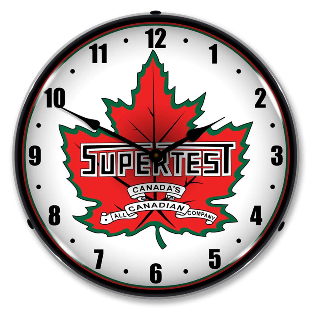 Supertest Canada LED Wall Clock - 14 Inch Retro Vintage Lighted Battery Operated Silent Clock for Home, Office, and Kitchen Decor