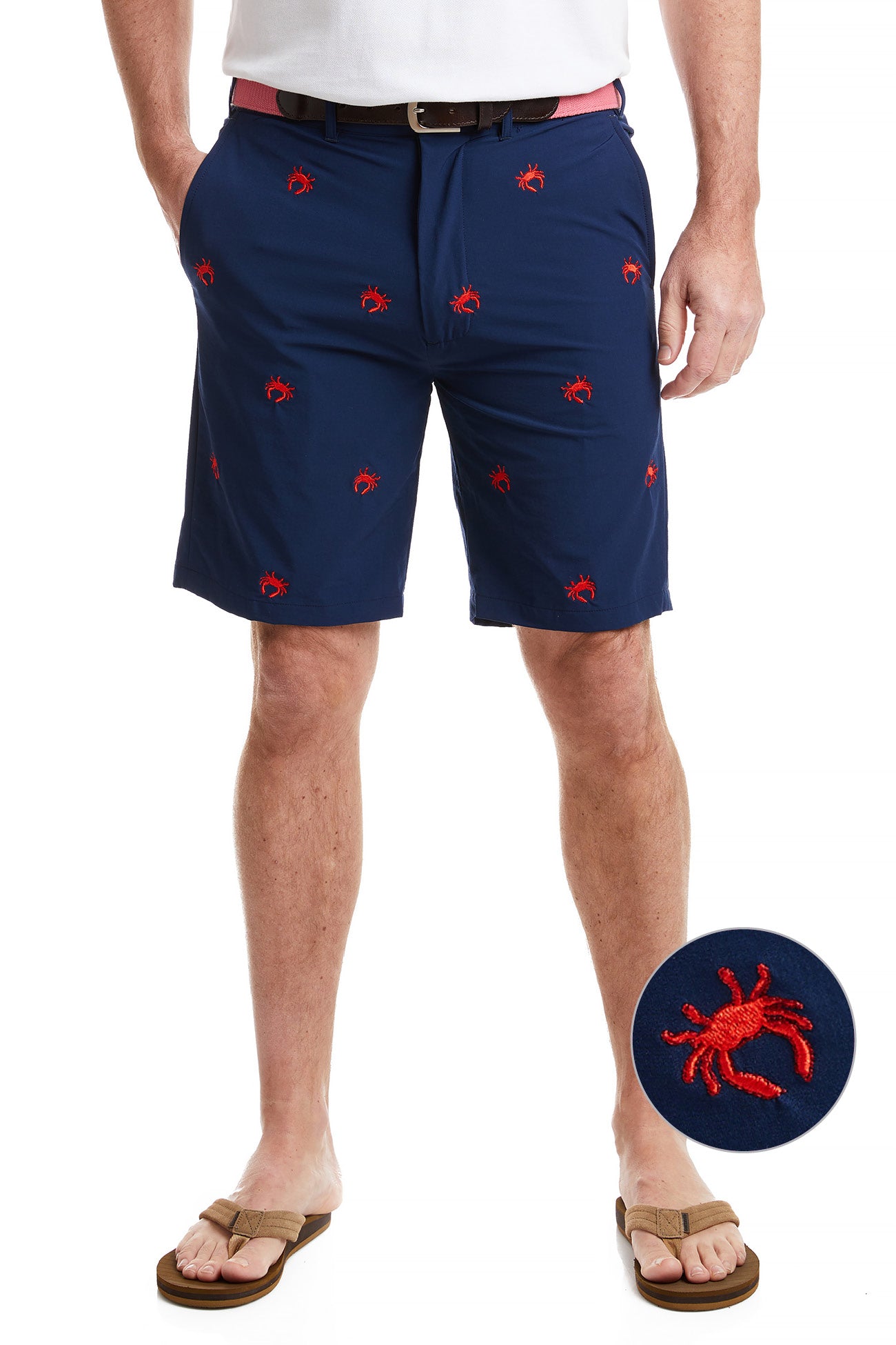 ACKformance Short Nantucket Navy with Red Crab - Comfortable Men's Casual Shorts for Summer Beach, Golf & Outdoor Activities
