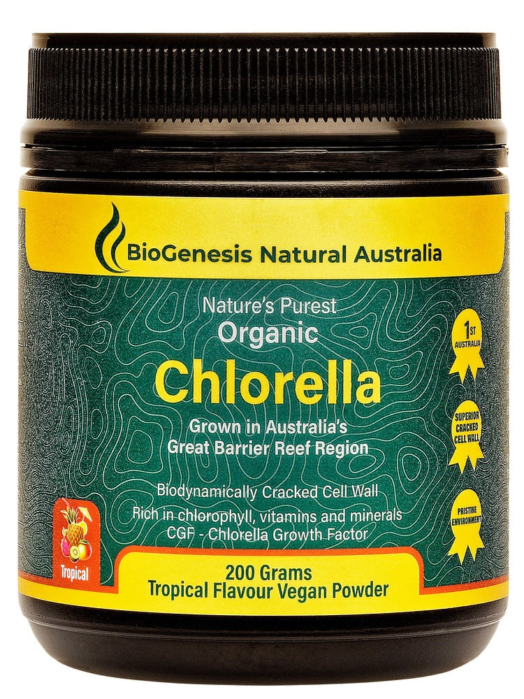 Organic Chlorella Powder 200g - Australian Grown, Tropical Flavor | Superfood Supplement for Detox, Energy Boost & Immune Support | Perfect for Smoothies, Juices & Wellness Drinks
