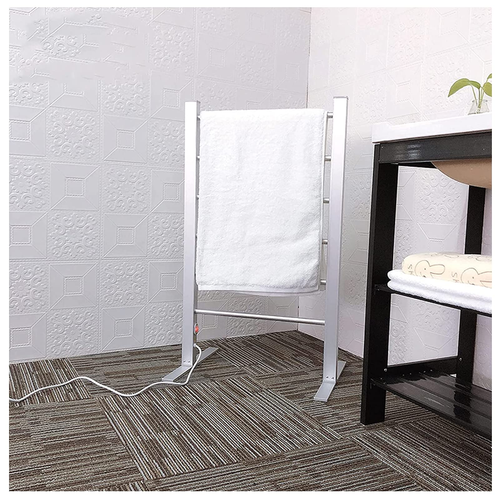 Premium Electric Towel Warmer - Freestanding or Wall Mounted Heated Towel Rail for Bathroom, 100W Aluminum Alloy Drying Rack (52x39x90cm, 110V) - Perfect for Spa, Luxury Hotels & Cozy Home Bathrooms