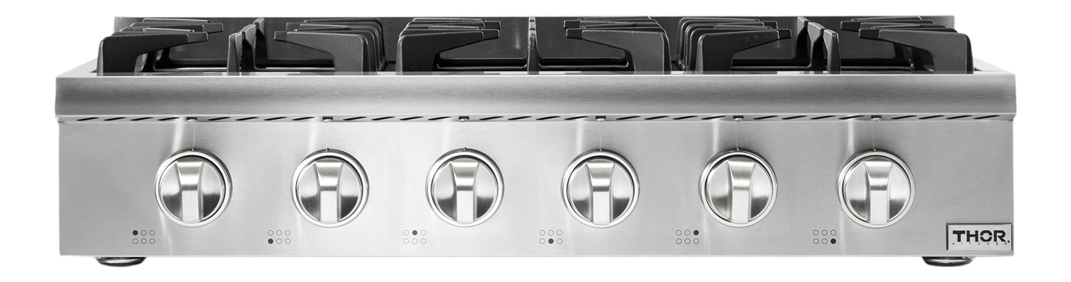 THOR Kitchen HRT3618U 36 Inch Professional Gas Range Top - 6 Sealed Burners, Stainless Steel, Heavy Duty Commercial Style for Home Chefs & Restaurant Quality Cooking