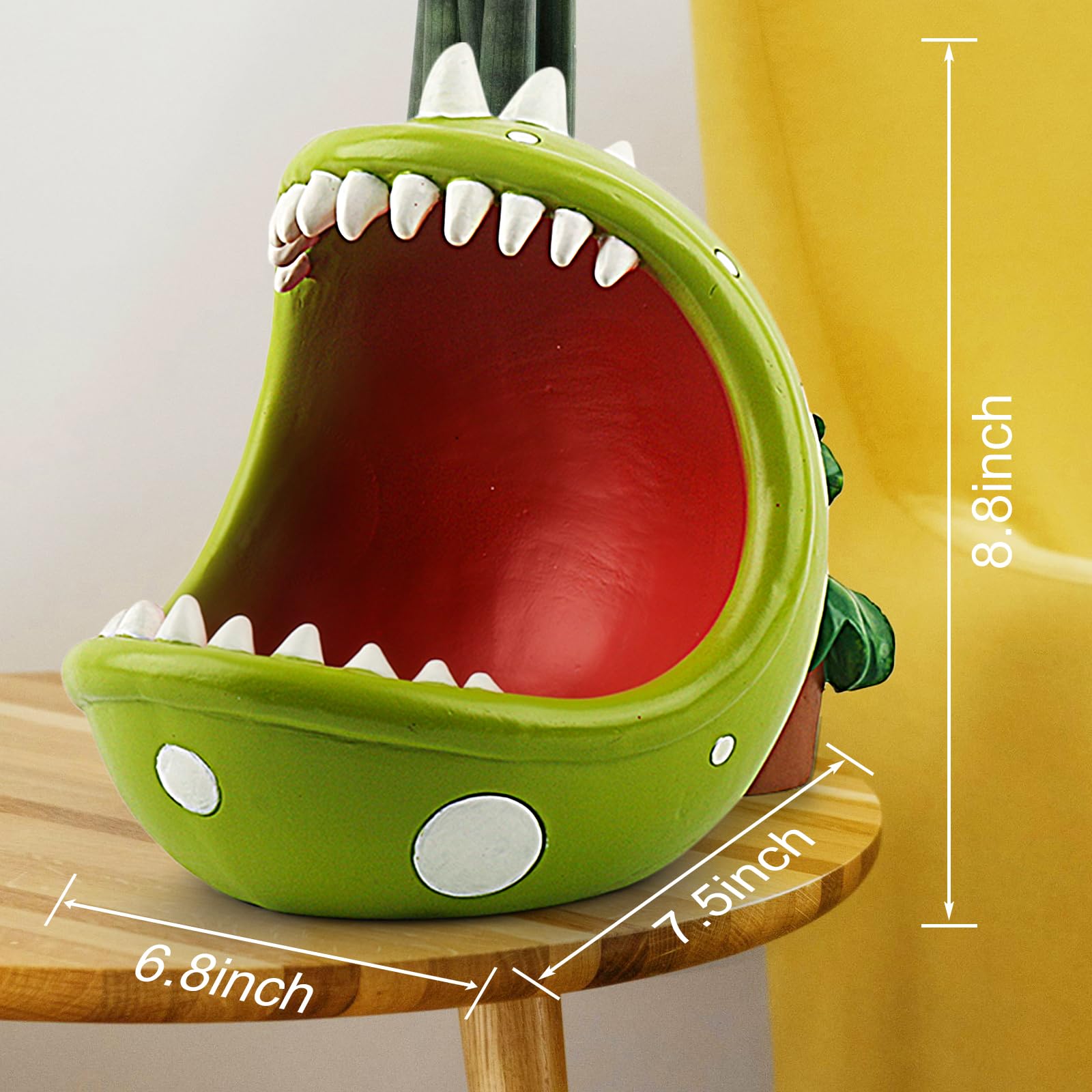 Piranha Plant Large Candy Bowl - Decorative Key Dish for Home Decor, Indoor Big Mouth Plant Candy Holder (Green, Medium) | Perfect for Halloween Treats, Party Snacks & Entryway Organizer