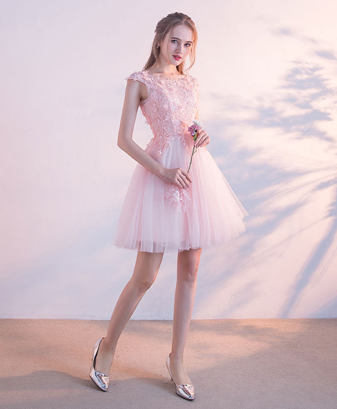 Elegant Pink Lace Tulle Short Prom Dress for Women - Cute Homecoming Party Dress - Perfect for Prom Night, Homecoming Dance & Special Occasions