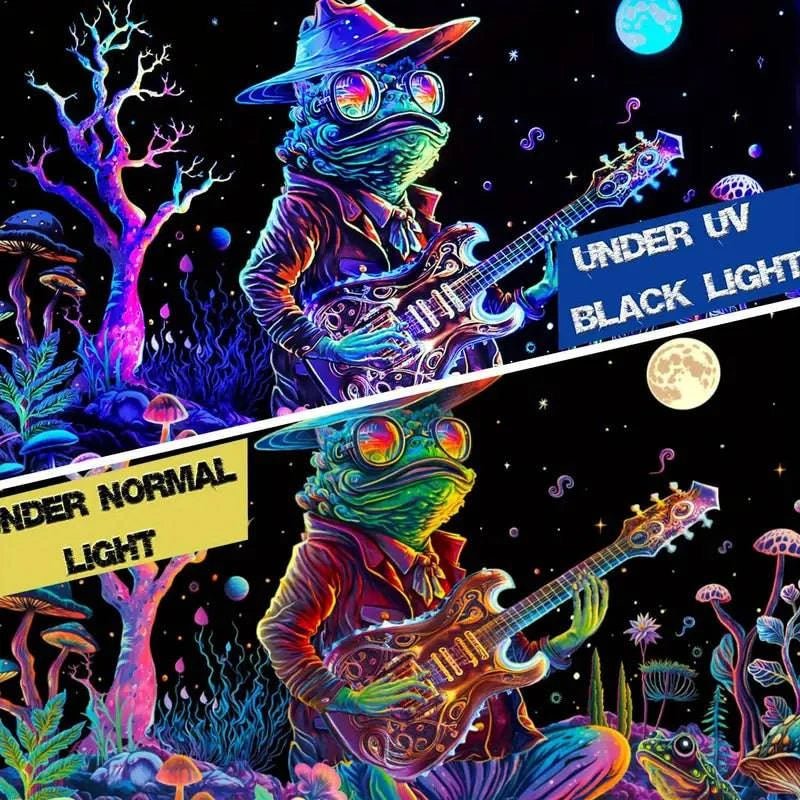 Frog Vibes Official UV Glow Tapestry - Psychedelic Wall Art Decor for Bedroom, Dorm & Party (Blacklight Reactive)