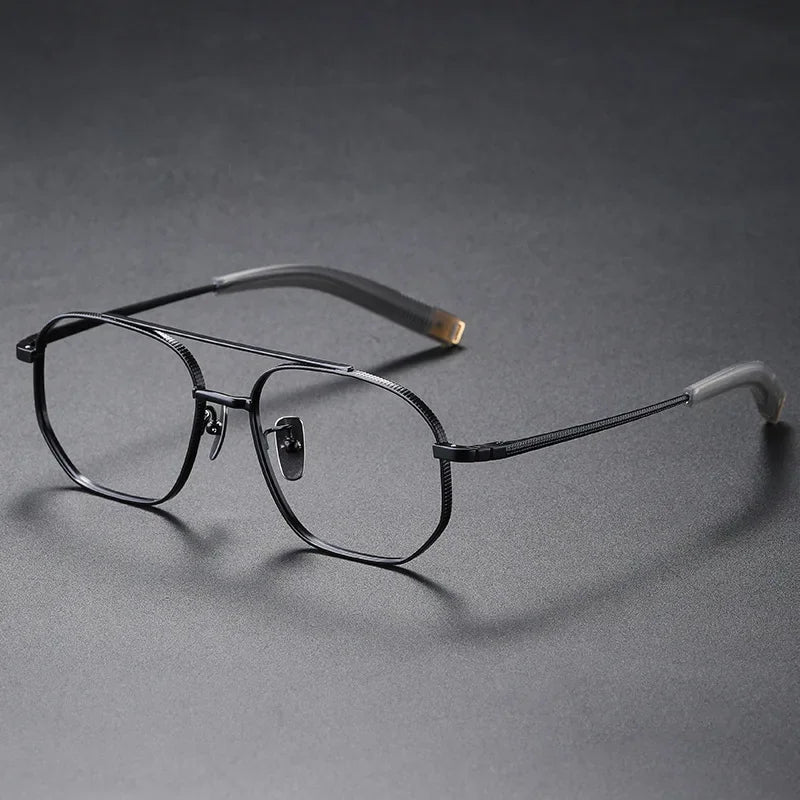 Aror Unisex Full Rim Square Double Bridge Titanium Eyeglasses 47518 - Lightweight Durable Frame for Men & Women - Perfect for Reading, Work, and Fashion Accessories