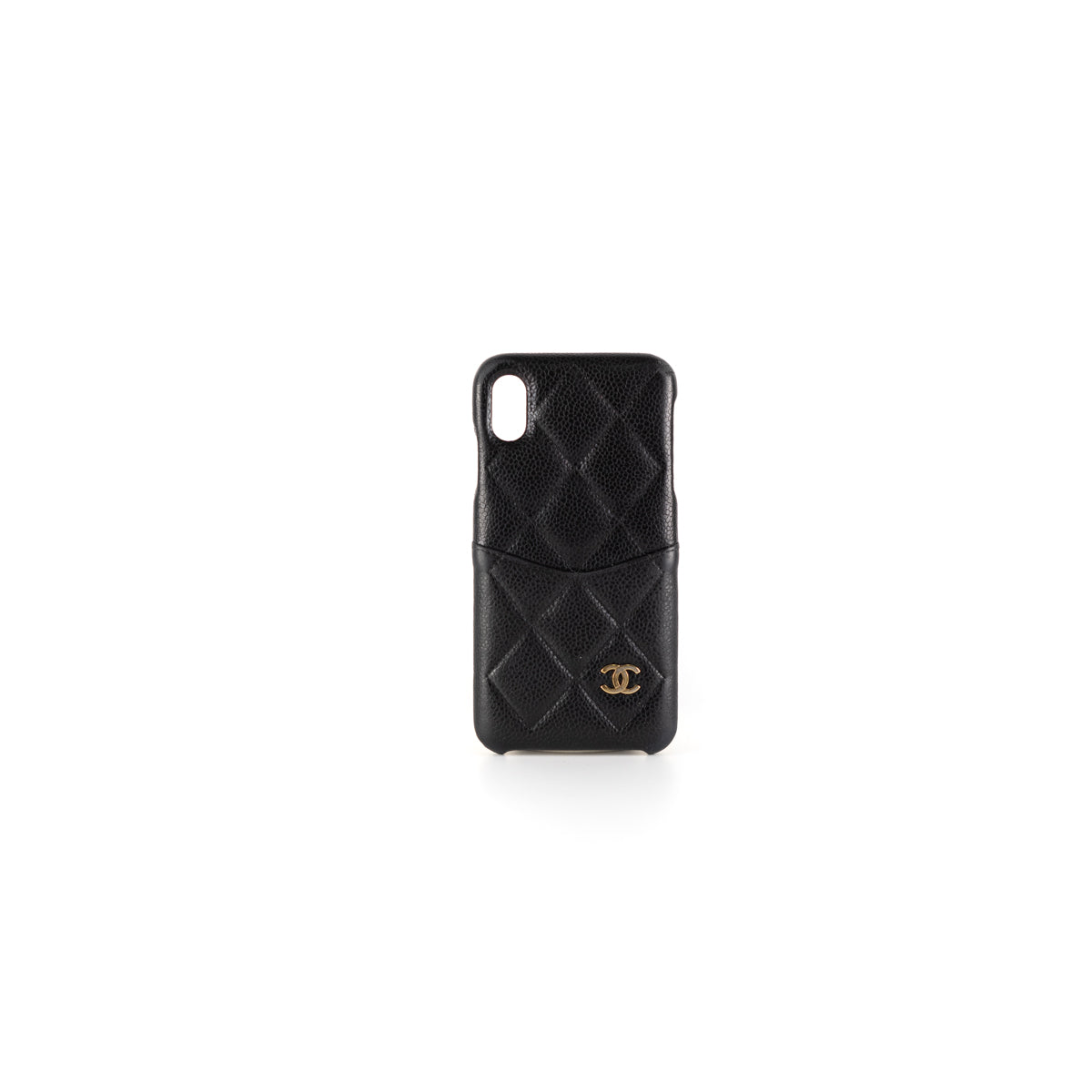 Chanel Quilted Caviar Leather iPhone XS Max Case - Luxury Designer Phone Cover for Women, Elegant Black Protective Case - Perfect for Daily Use, Travel & Special Occasions