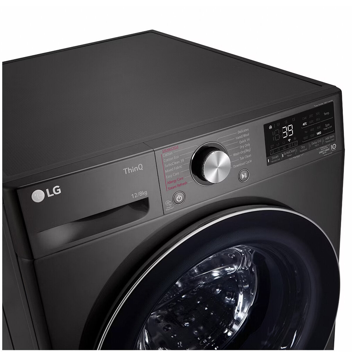 LG Series 9 12kg/8kg Front Load Washer Dryer Combo with Steam Function - Black (WVC9 1412B) - Perfect for Small Laundry Rooms & Apartments