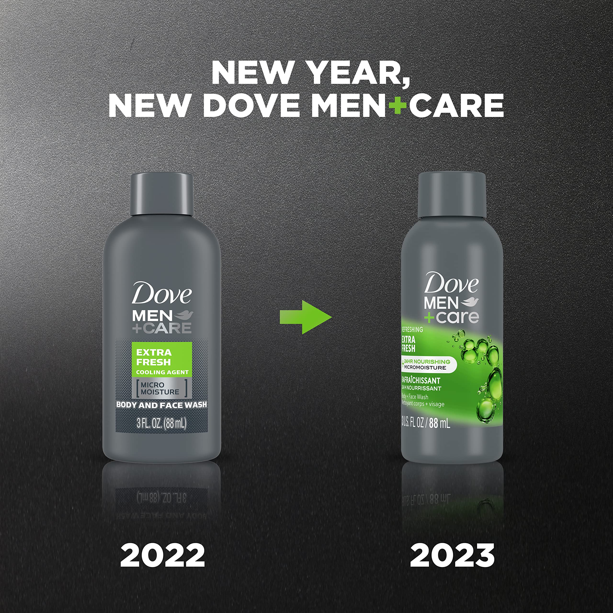 DOVE MEN + CARE Extra Fresh Body Wash for Men, 3 Ounce (Pack of 24) - Refreshing Shower Gel for Daily Use, Gym & Post-Workout Cleanse