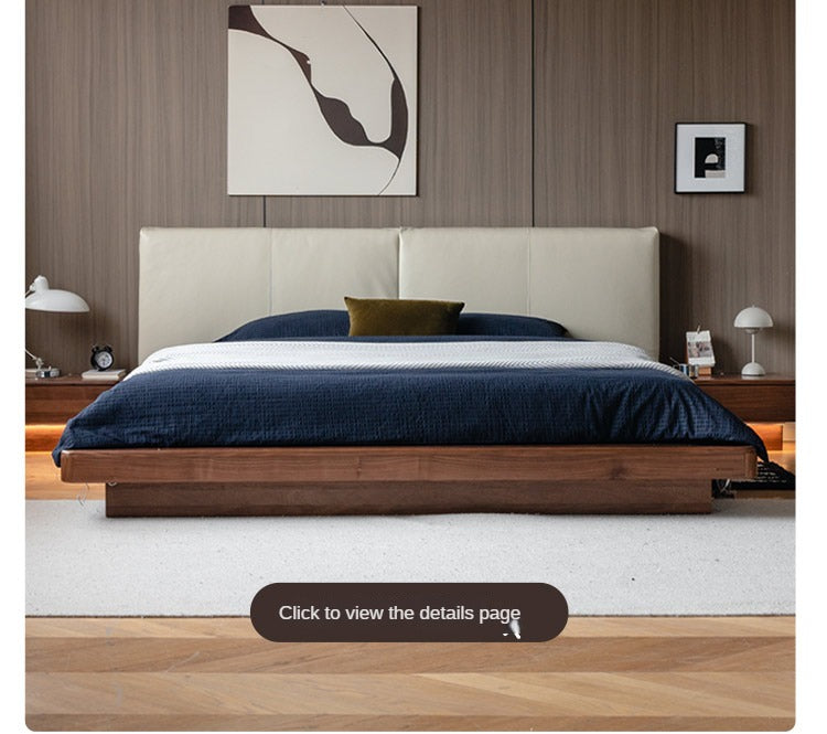 Premium Black Walnut Solid Wood Nightstand with LED Light Drawer - Stylish Bedside Table for Bedroom, Living Room, or Guest Room