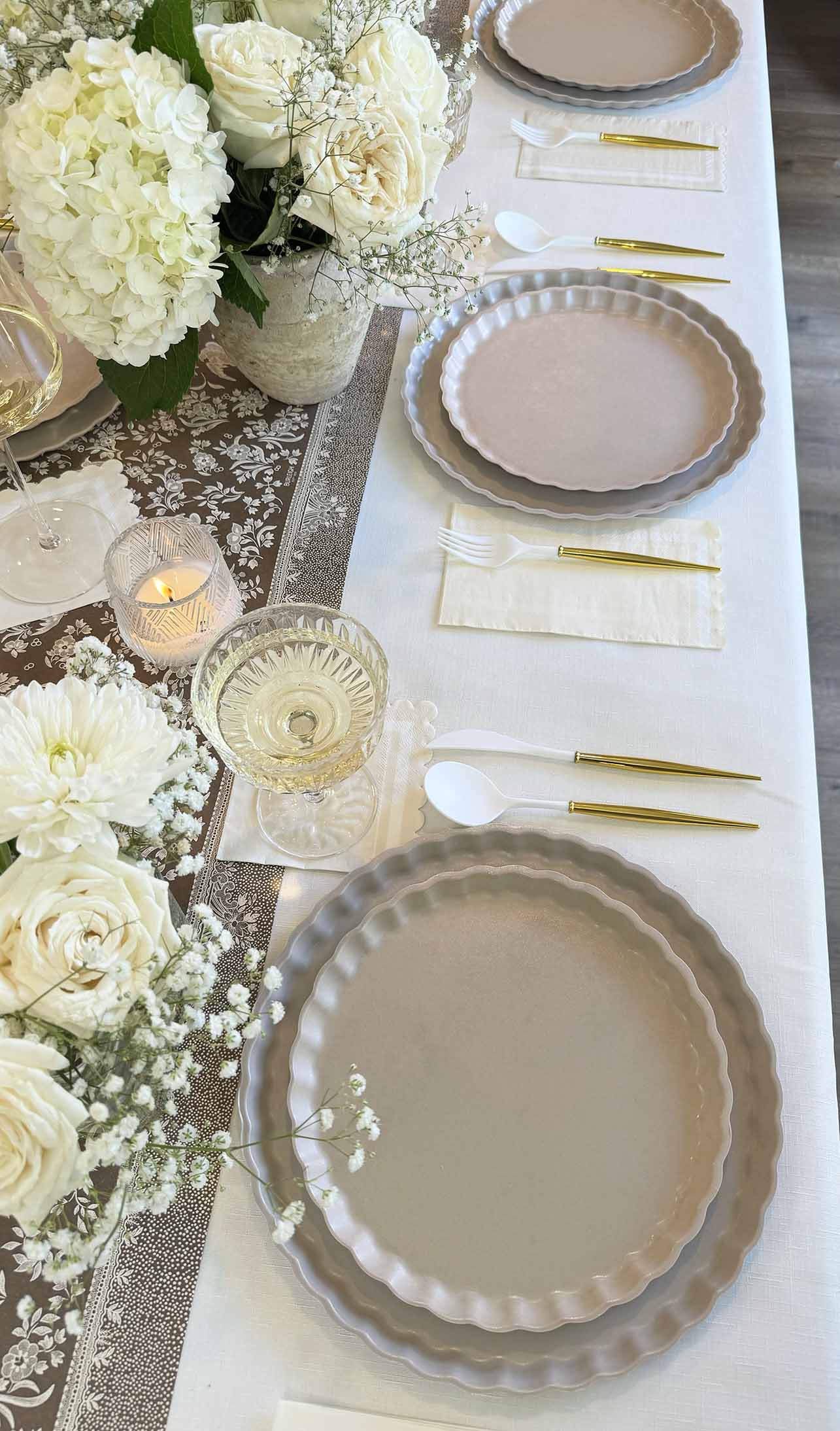 Elegant Royal Peacock Table Setting - Brown & Cream Dining Decor for Weddings, Parties & Special Events | Premium Tableware Set